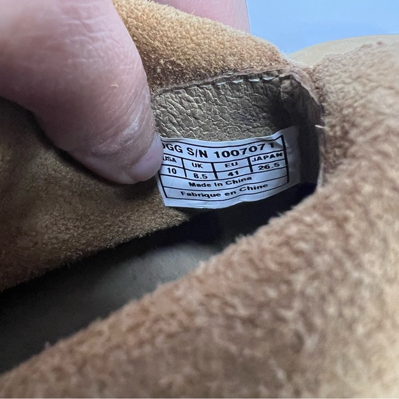 UGG Thames Nubuck Suede Leather Foldover Heeled Ankle Boots Bootie Size 10 Tan - Picture 6 of 14